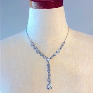 Givenchy bridal crystal Y-Shaped Necklace Pendant formal bridal evening 18 + 3”